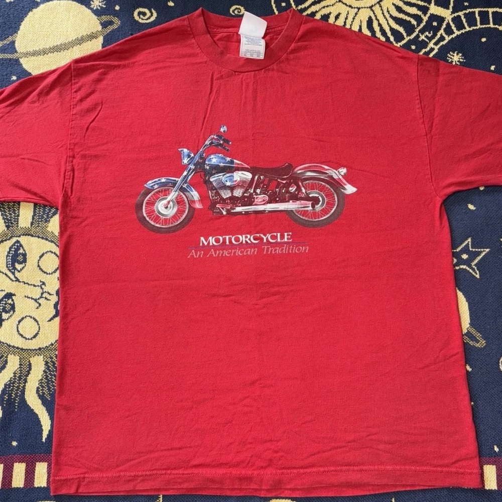 Vintage Motorcycle An American Tradition Red Biker T-Shirt Size XL